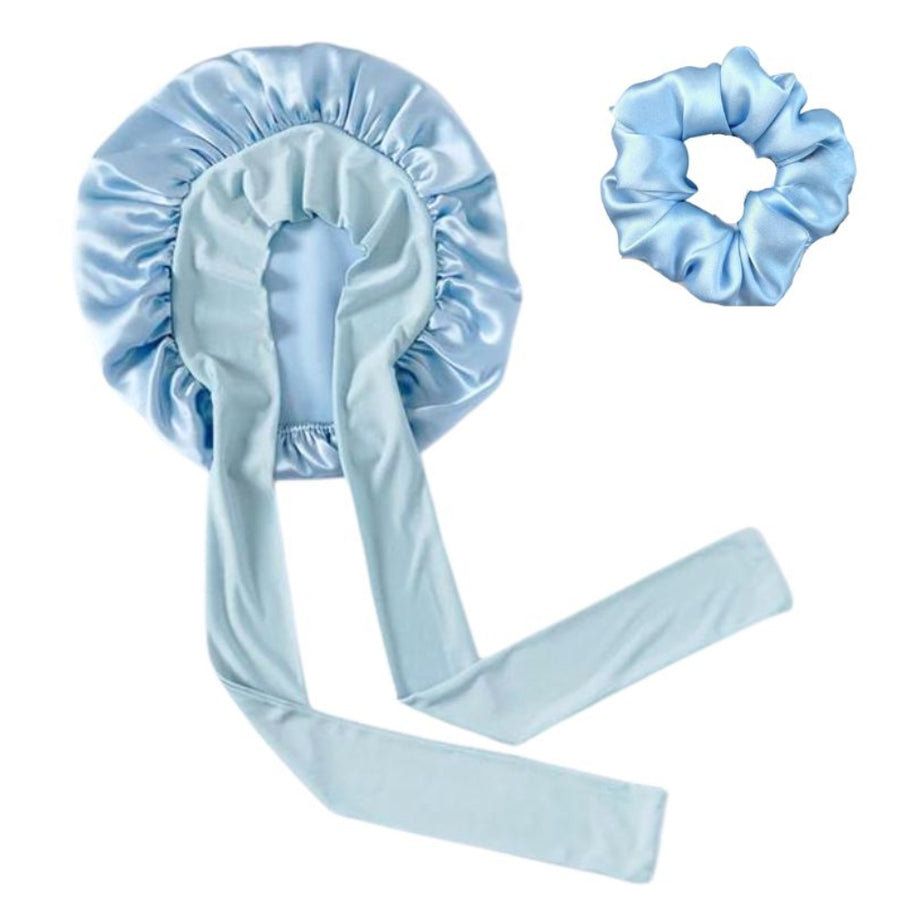 light blue silk bonnet 