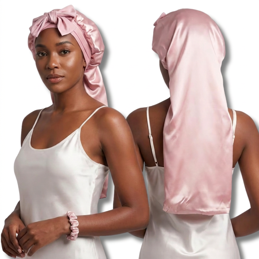 Juego de gorro para el cabello, funda de almohada y antifaz para dormir 100% seda morera - 22-Momme