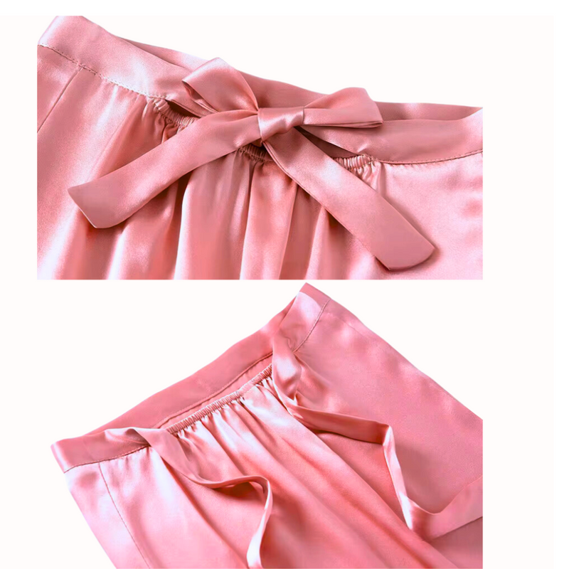 100% Mulberry Silk Long Light weight bonnet with ties &amp; matching scrunchie set for long hair