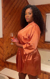 luxury coppper rust satin robe