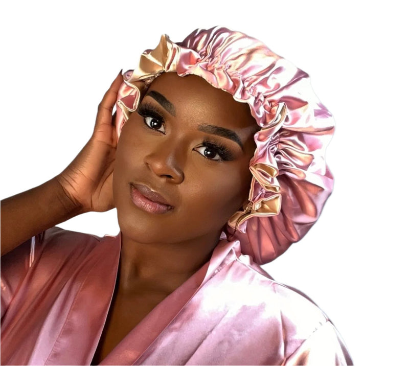 pink reversible satin bonnet black woman