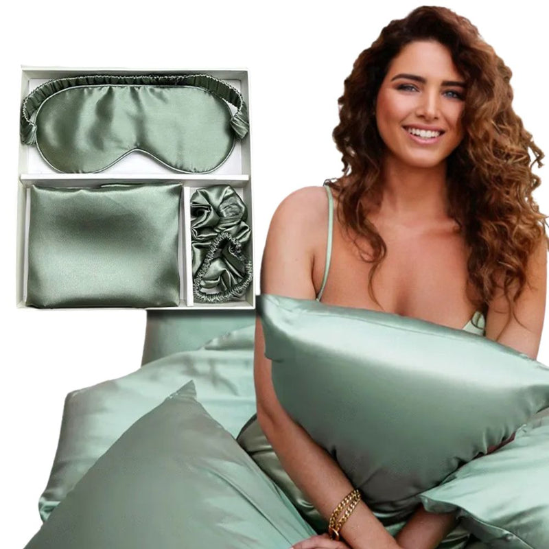 100% Mulberry Silk Luxury Pillowcase Sleep Eye Mask Hair Scrunchie  gift Set