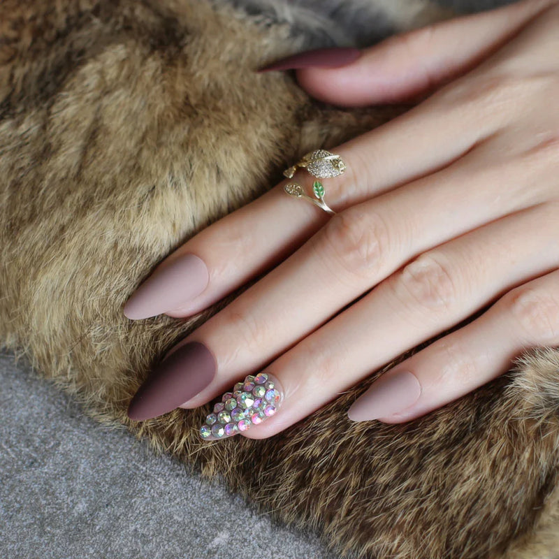 short brown press on nails