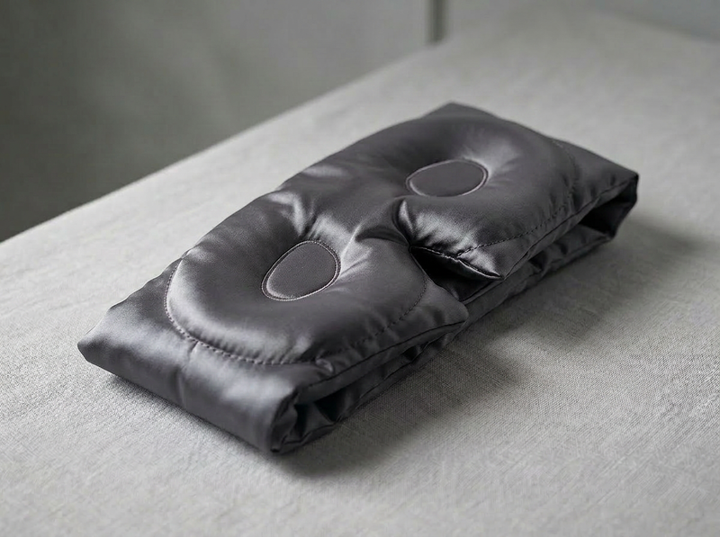 silver grey gray 100% Mulberry Silk 3D contoured Eye Mask for sleeping &amp; Hair Scrunchie travel gift Set  22 momme 