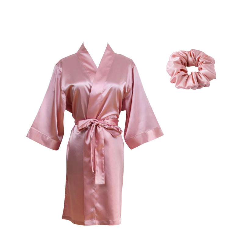 ¡Nueva llegada! Conjunto de bata, capó y paquete de satén para niñas pequeñas, color rosa intenso, floral oriental