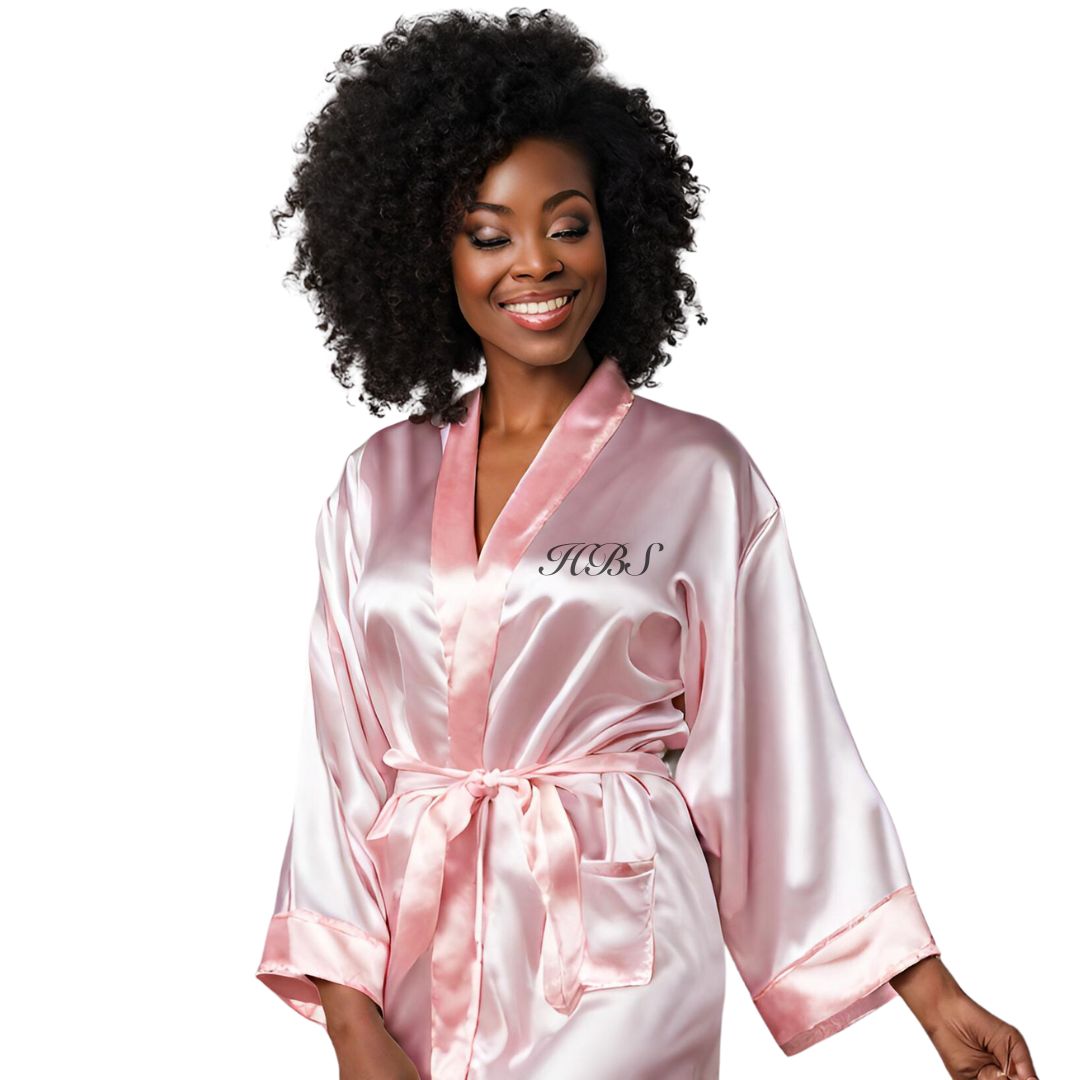 pink personalized satin robe