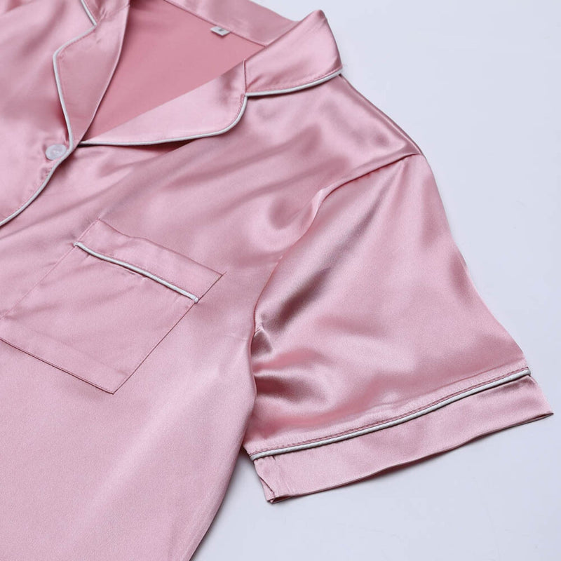 Satin short pajama set with sleep mask