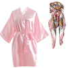 pink satin robe set