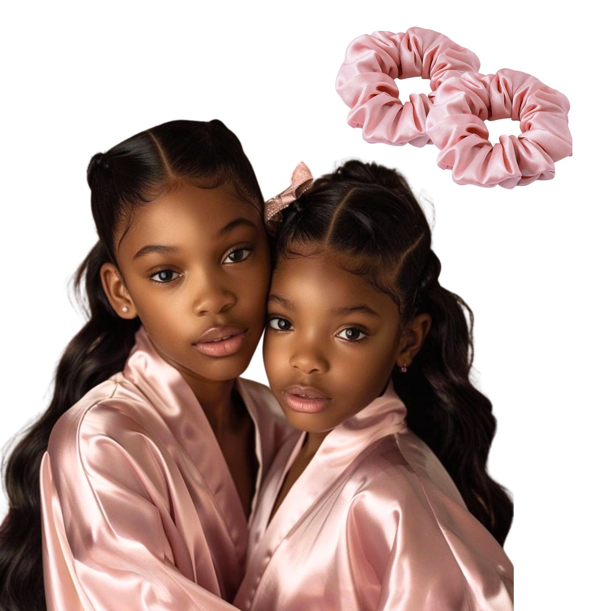 little girls satin robe scrunchie set pink