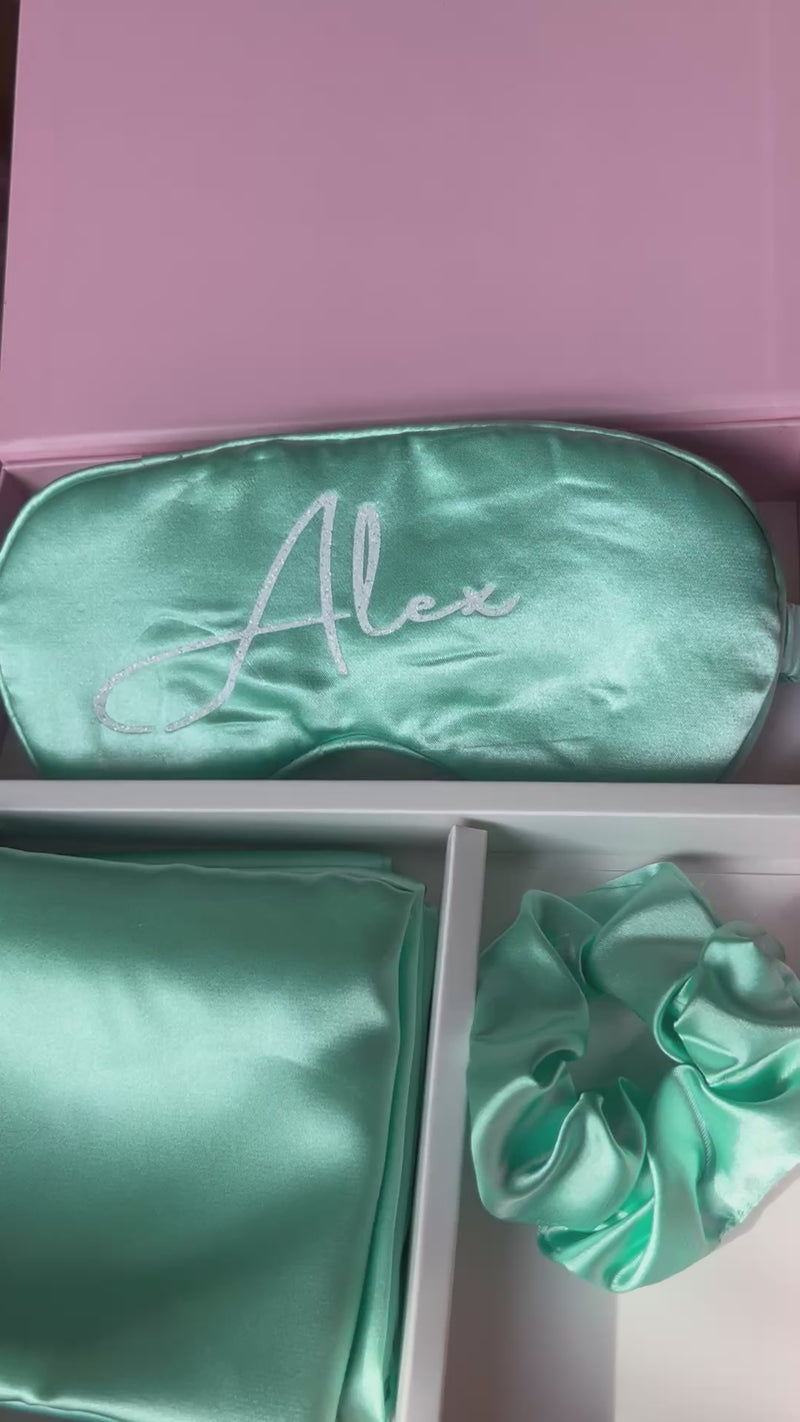 Luxury Satin 3 pc Pillowcase Set with Eye mask & Hair scrunchie Gift Box