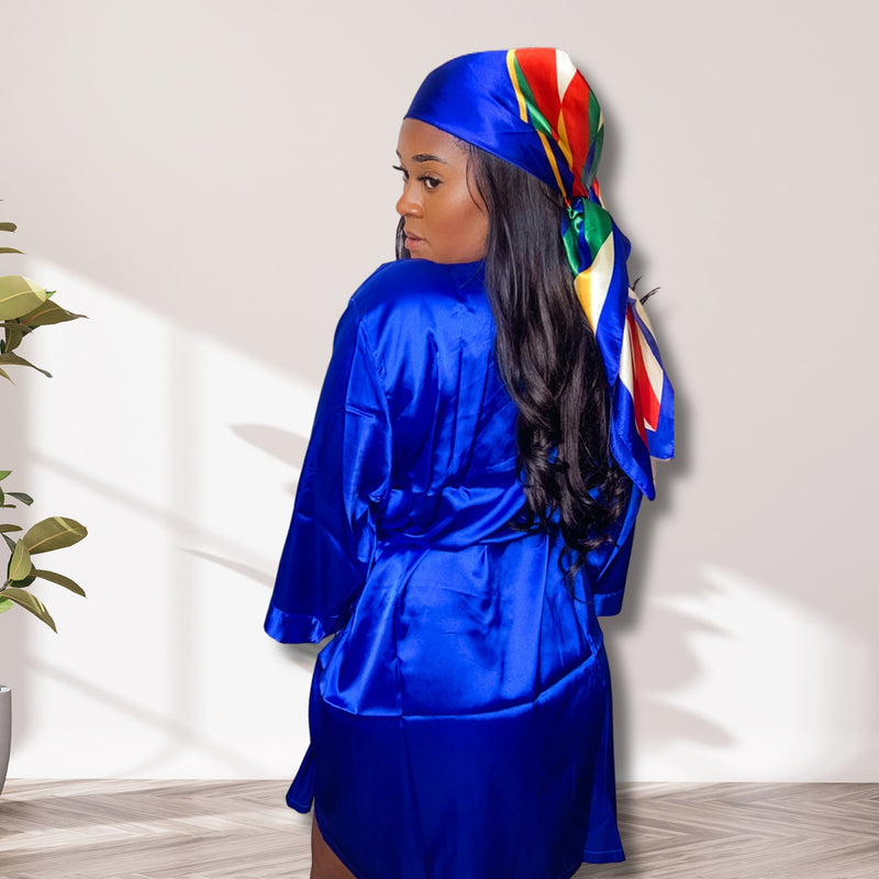 royal blue satin scarf