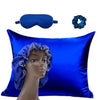 royal blue satin sleep set reversible bonnet