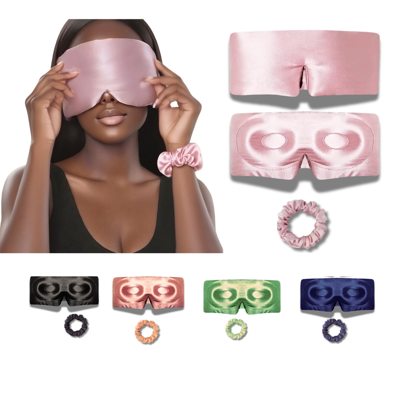 100% Mulberry Silk 3D  Sleep Eye Mask &amp; Hair Scrunchie Set