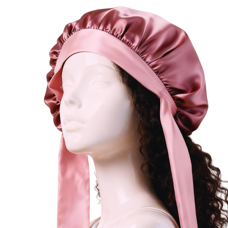 100% Mulberry Silk bonnet with stretchy ties 