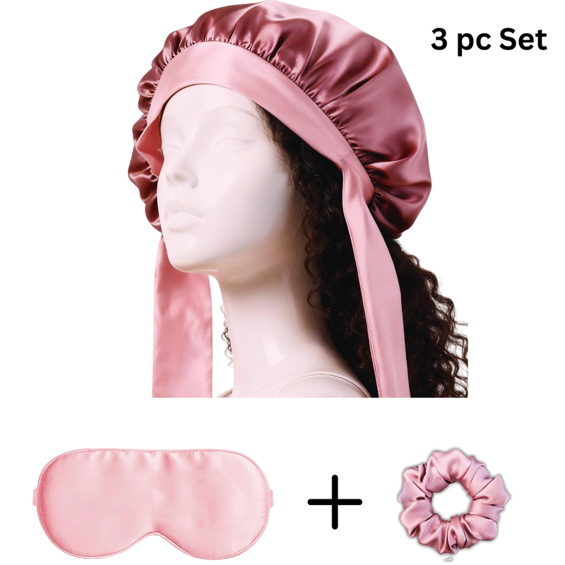 100% Mulberry Silk Bonnet Eye Mask for sleeping  + Hair Scrunchie gift Set bundle