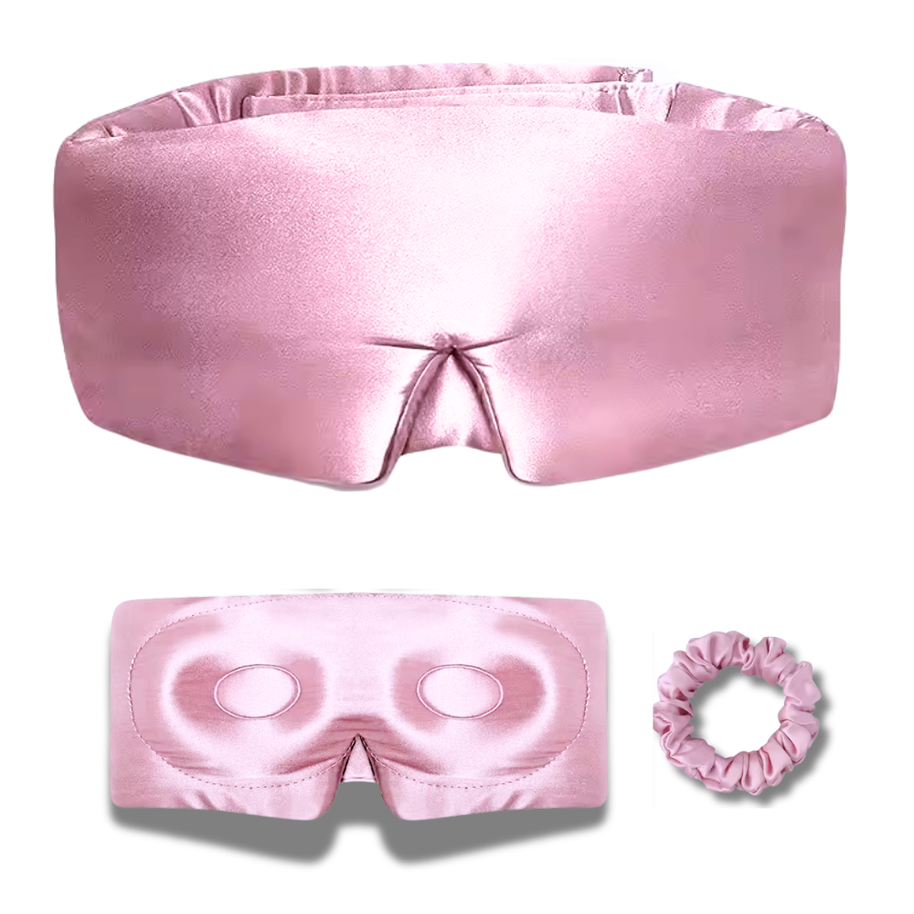Pink 100% Mulberry Silk Sleep Eye Mask & Hair Scrunchie Set
