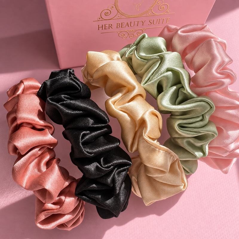 5 pc 100% Mulberry Silk scrunchie Luxury gift box set 22 momme