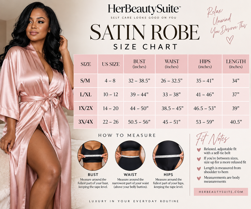 satin robe US size chart