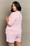 Plus Size Lazy days short sleeve Lounge Set- Pink