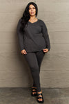 Lazy Days Stretchy Loungewear Set- charcoal grey