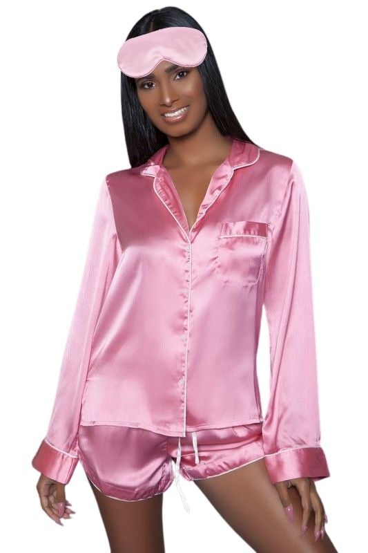 Pyjamas Set Women Silk Satin Pajamas Long Sleeve Sleepwear Pajamas Suit  Sleep Lounge Set Loungewear,Pink,M (Pink XL) : : Clothing, Shoes &  Accessories