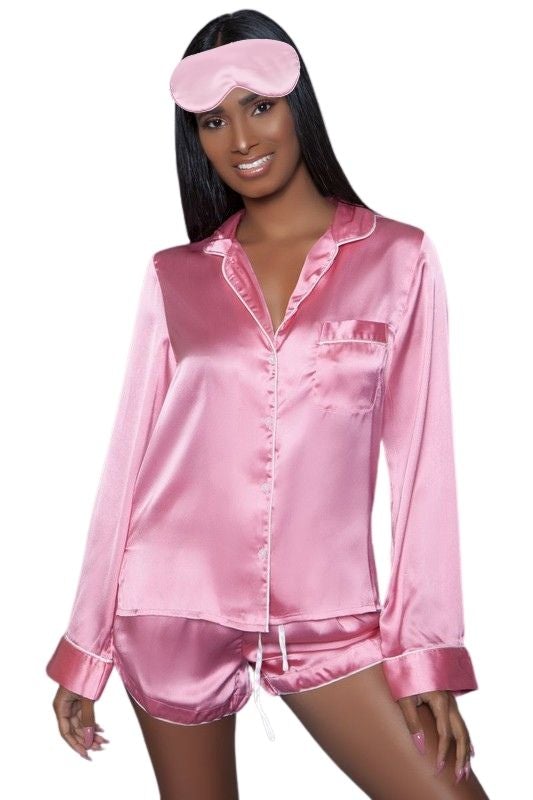 Pj Sets Pink Satin Pyjama Bottoms Pink Satin Cami And Ruffle