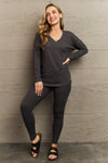 Lazy Days Stretchy Loungewear Set- charcoal grey