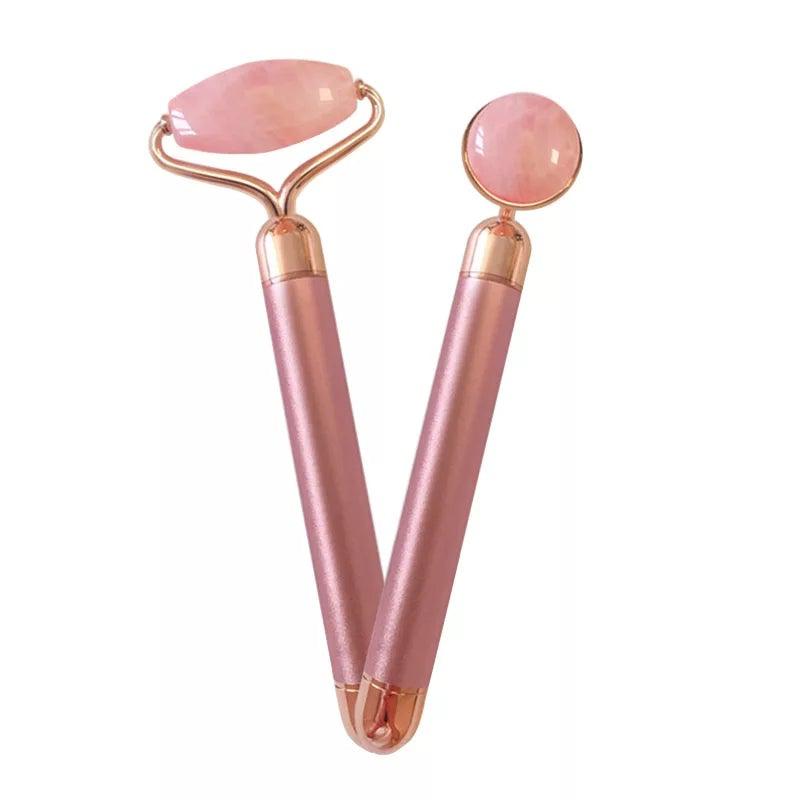 Electric Face Jade Roller | Vibrating Massager- Rose quartz 2 in 1
