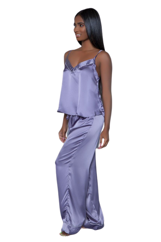satin 2 set Lilac and pajama Dreams- - pants HerBeautySuite pc Lavender camisole