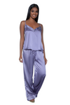 Lilac Dreams- 2 pc satin pajama camisole and pants set Lavender
