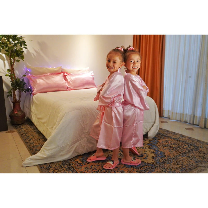 Little Girls Child Satin Robe, bonnet, bundle Set