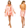 Lingerie Robe set 3 piece Robe and Nightgown set with Lace trim