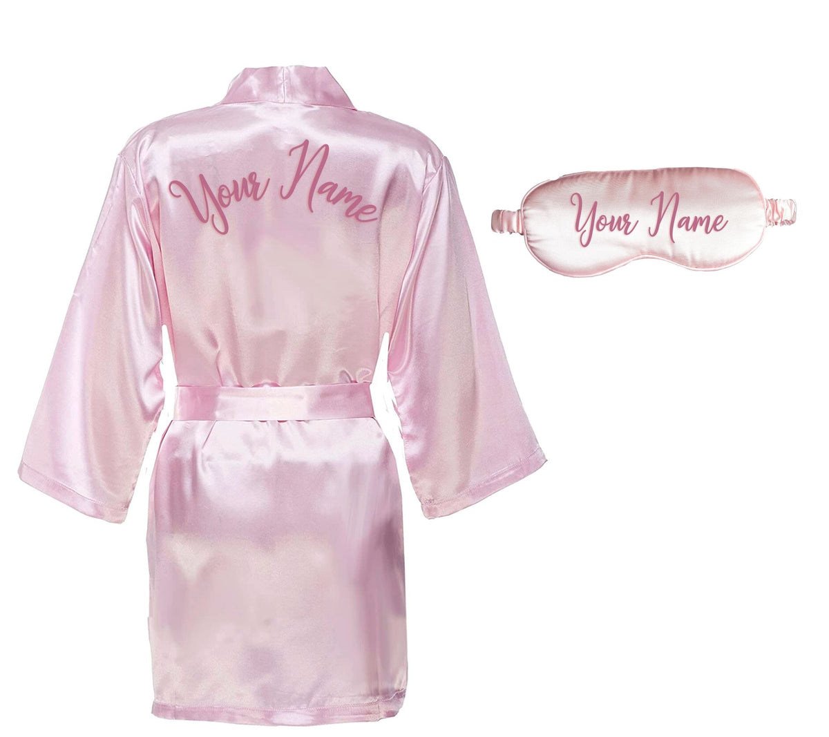 custom silky sarin robe eye mask hair bonnet