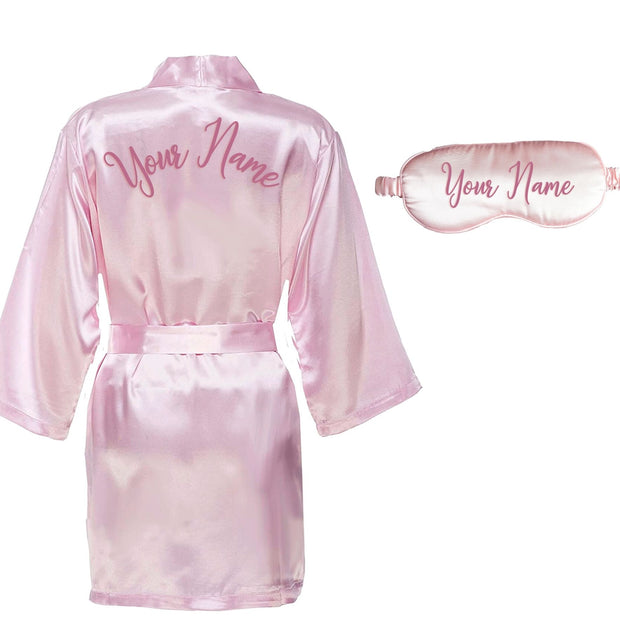custom silky sarin robe eye mask hair bonnet