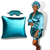 teal green  Customizable Women&#39;s Satin Robe, bonnet &amp; Pillowcase Set (size S- 4XL )